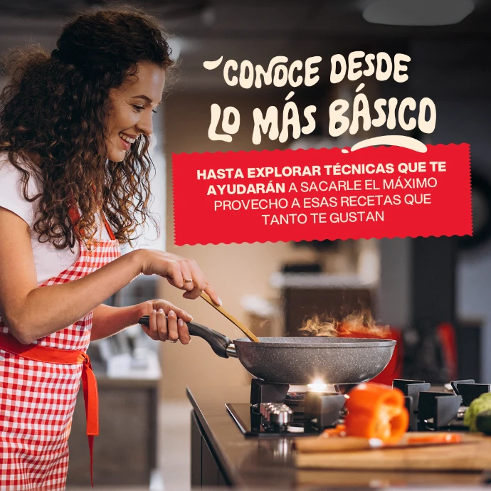 Estudiante siguiendo clase virtual de cocina con productos Alquería.